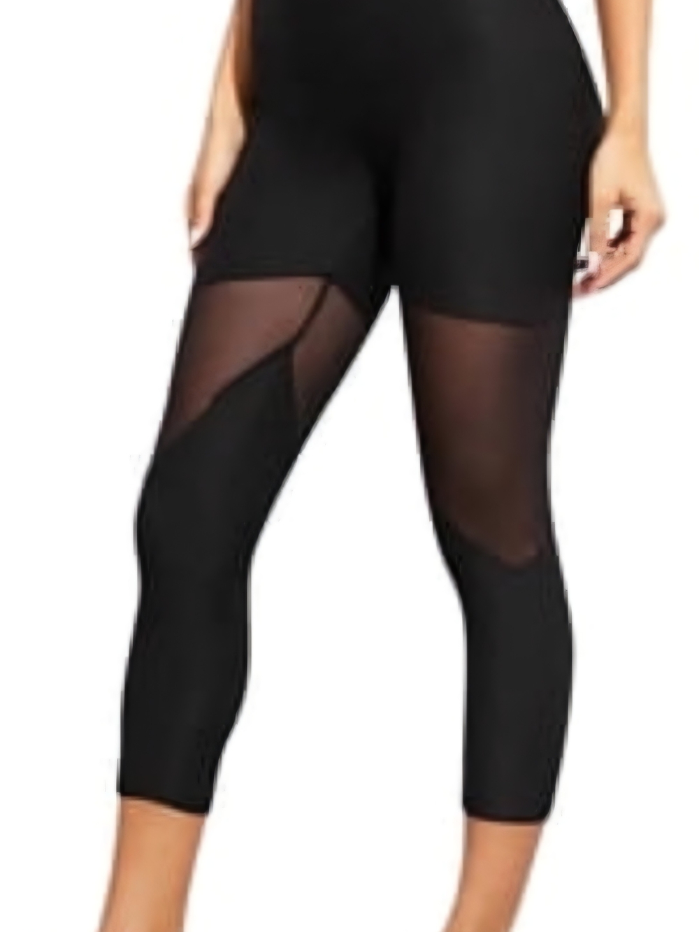 Electric Yoga Black Mesh-Panel Capri Leggings Sz Med EYM